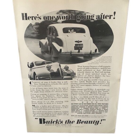 Vintage 1938 Buick Worth Going After Ad Advertisement - Picture 1 of 4